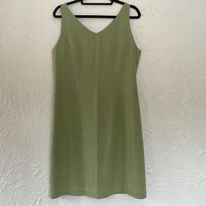 Tommy Bahama Silk Knee Length Dress Herringbone StripeSage Olive Green Size 12